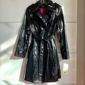NWT Via Spiga Black Trench Coat Size M